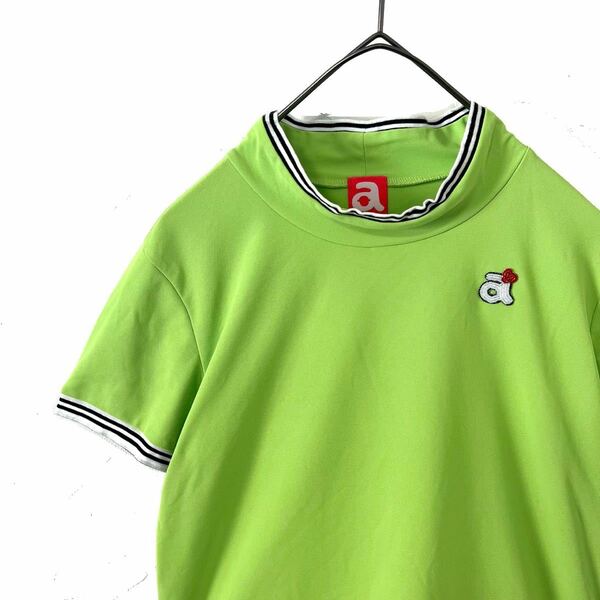 【送料無料】ARCHIVIO アルチビオ モックネック　グリーン　緑　ビーズ　Tシャツ　36 S レディース　ライトグリーン　ゴルフ　GOLF