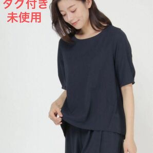 【タグ付き未使用】ikka さらっとリラックスプルオーバー ネイビー
