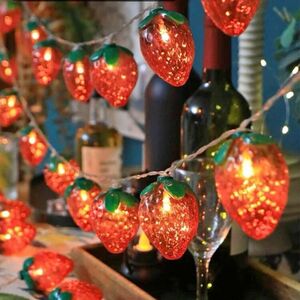 LED solar charge strawberry -stroke ring light 7m*50 lamp illumination decoration party store equipment ornament strawberry 