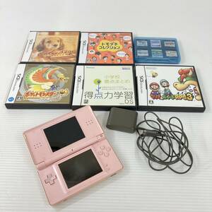 231030-009 NINTENDO ニンテンドー DS Lite ライト USG-001 ノーブルピンク/ポケモン どうぶつの森 等 ソフトおまとめ