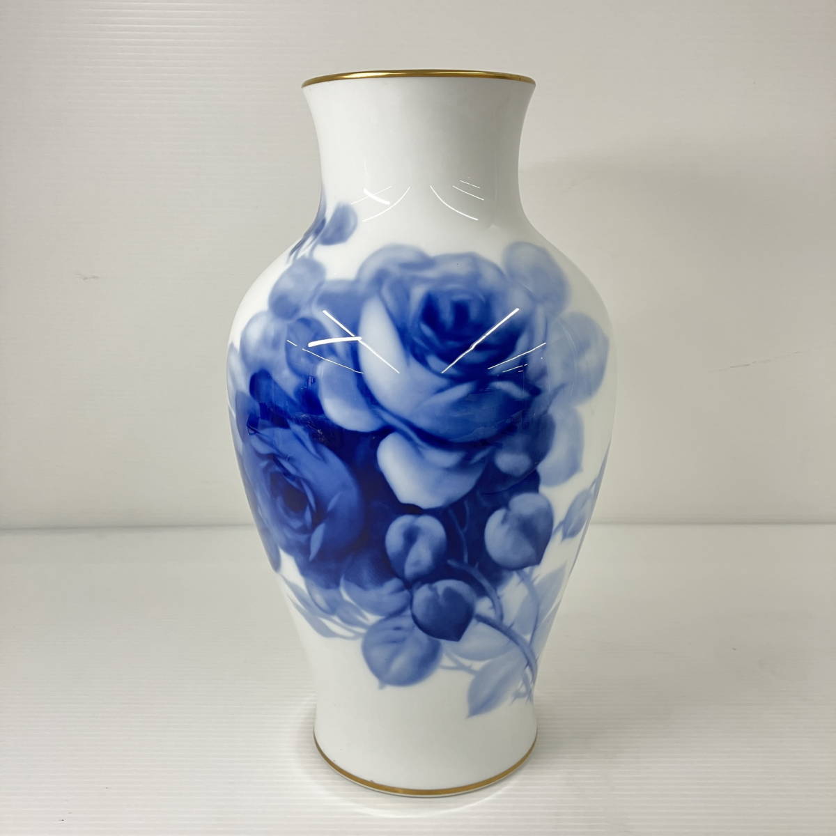 大倉陶園☆小皿 5枚セット ブルーローズ 白磁 薔薇 磁器 金彩☆未使用