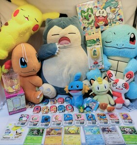 ポケモン ぬいぐるみ カビゴン ゼニガメ ヒトカゲ ピカチュウ パッチール ニャース ミズゴロウ パズル グラス 防犯ブザー フィギュア 39点