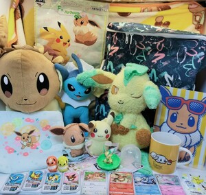 ポケモン イーブイ ぬいぐるみ リーフィア シャワーズ くじ タッセル ブランケット リュック ポーチ マグカップ ファイル 23点セット