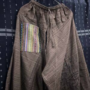  with translation sarouel pants gaucho pants ethnic race pattern men's lady's free size cotton 100% c-213