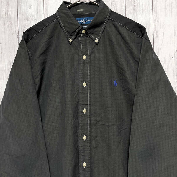 ラルフローレン Ralph Lauren CLASSIC FIT チェックシャツ 長袖シャツ メンズ ワンポイント コットン100% サイズ16 Lサイズ 3‐997