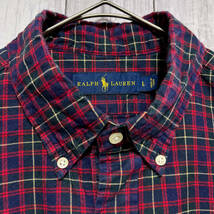 ラルフローレン Ralph Lauren チェックシャツ 長袖シャツ メンズ ワンポイント コットン100% Lサイズ 5‐46_画像5
