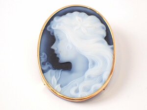 K18 woman god cameo pendant necklace top brooch 4cm×3cm 10.8g