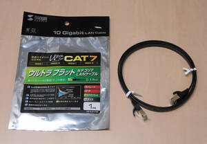 み★サンワサプライ CAT7 LANケーブル 1m ウルトラフラット ブラック KB-FLU7-01BK（美品）