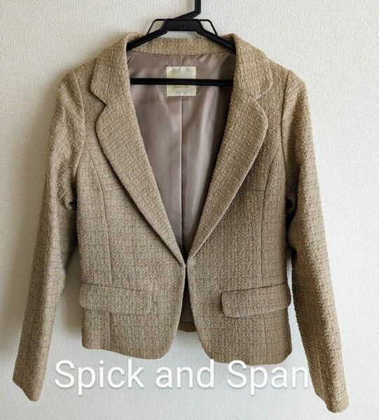 Spick and Spanツィード テーラードジャケット ベージュ