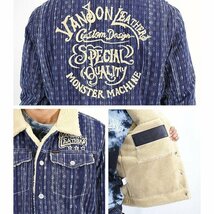 VANSON LEATHERS 【定価29800円】 刺し子ボアジャケット NVJK-2006 INDIGO サイズ XXL_画像3