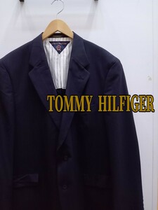 ★C005 TOMMYHILFIGER トミーヒルフィガー テーラードジャケット メンズM 48R 紺 