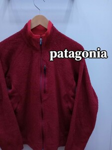 ★H015 patagonia パタゴニア フリースジャケット ボア生地 レディースL えんじ色・赤系 