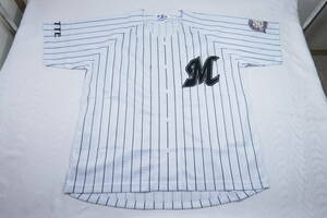 美品　千葉ロッテマリーンズ　メッシュ ホワイト ストライプ　プロ野球 ベースボール ユニフォーム LLサイズ　WORLD SPORTS GOODS