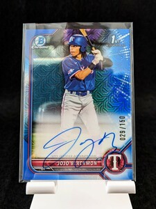 【100円スタート】2022 Bowman Chrome - JoJo Blackmon 1st Blue Mojo Refractor Auto 150シリアル / Rangers Topps