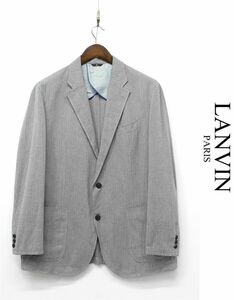 U250/ LANVIN COLLECTION テーラードジャケット ブレザー ヘリンボーン柄 ストライプ 背抜き 2つボタン B52 XL グレー 春夏秋