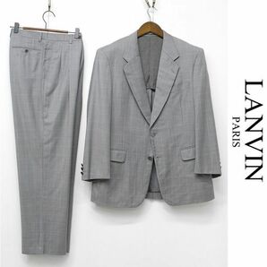 S217/ LANVIN セットアップ スーツ テーラードジャケット パンツ チェック 2つボタン 背抜き 2タック 裾シングル 50 L~XL ライトグレーの画像1