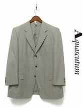 Q202/Aquascutum テーラードジャケット ブレザー 3つボタン 背抜き サイドベンツ シルク混 106BB8 XL程度 グレージュ_画像1