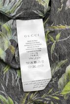 HGB-D326/未使用 GUCCI 半袖Tシャツ カットソー トロピカル 総柄 花柄 鳥 パッチ 現行タグ 爽快コットン XS 緑 黒系 ユニセックス 春夏秋_画像6