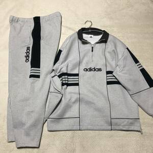 アディダス adidas【貴重なデサント製】プルオーバースウェット ジャージセットアップ O-XOサイズ グレー