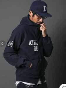 ☆ The DUFFER of ST.GEORGE COLLEGE PRINT FULL ZIP PARKA：カレッジプリント スウェットジップパーカー トレーナー　M