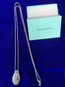 1円~ TIFFANY＆Co. ティファニー SILVER 925 シルバー ドッグタグ ネックレス リターントゥ ペンダント プレート 約86㎝ 箱有 ギフト Y1141