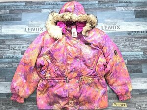 PHENIX Phoenix lady's total pattern snow wear white Goose down 80* feather 20% 2WAY jacket M pink purple other have been cleaned 