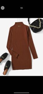 SHEIN シーイン　ニット　 ブラウン ミニ ワンピース