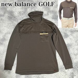 状態良 new balance GOLF ニューバランス ゴルフ モックネック シャツ 長袖 裏地グリッドフリース メンズ