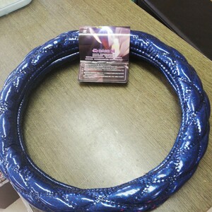 . very thick steering wheel cover Kirameki shining kirameki V2 lame entering double stitch diamond size :S36~37cm black / blue HC-KZ2SBKBL