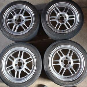 エンケイRPF1,7J16インチ,4穴,PCD100,オフセット35,ボア径73,ヨコハマブルーアースGT195/50付き