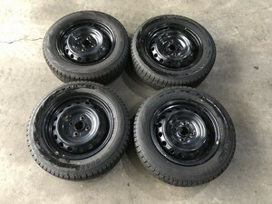 (WW5J036)鉄ホイール 14ｘ5J 4穴 100 + YOKOHAMA ice GUARD iG70 165/70R14 81Q 2021年 スタッドレス 冬タイヤ 送料無料