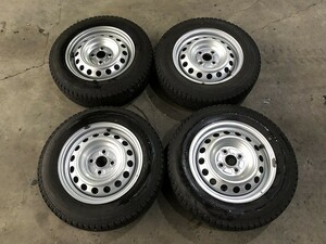 (WW5J032)鉄ホイール 14ｘ5J 4穴 100 + DUNLOP WINTERMAXX SV01 155/80R14 88/86N LT 2022年 スタッドレス 冬タイヤ 送料無料