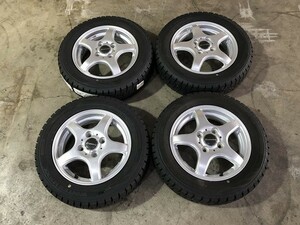 (WW5J098)アルミ 13ｘ4.00B 4穴 100 + DUNLOP WINTERMAXX WM02 155/65R13 73Q 2020-3，2021-1年 スタッドレス 冬タイヤ 送料無料