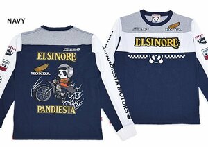 HONDA×PANDIESTA MT250エルシノアロングTシャツ◆PANDIESTA JAPAN ネイビーXLサイズ 533505 パンディエスタジャパン ホンダ 刺繍