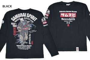 SAMURAI SPIRITロングTシャツ◆爆烈爛漫娘 ブラックMサイズ(サイズ40) RMLT-330 和柄 和風 侍 サムライ スカル 髑髏 エフ商会