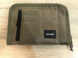 美品 BEAMS ビームス カーキ ナイロンポーチ ショルダー紐付き サコッシュ 小物入れ ミニバッグ