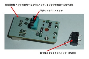 東芝掃除機 トルネオ 修理ヘッドクリーナー　回転ブラシ マイクロスイッチ－③