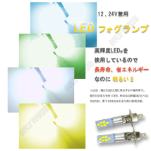 H1 LEDフォグランプ バルブ12V 24V乗用車からトラックまでイエロー 2個セット ライト ハイビーム 12v 24v フォグライト 新品_画像2