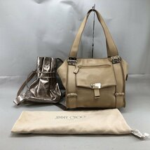 JIMMY CHOO ジミーチュウ レザートートバッグ メタリック 巾着 ショルダーバッグ[327553_画像1