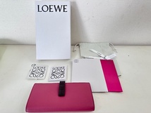 中古美品　LOEWE　ロエベ　バーティカルウォレットラージ　長財布　ピンク/ベージュ_画像10