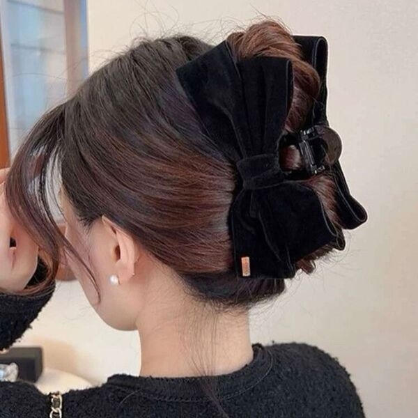ベロアリボンヘアクリップ ヘアクリップ リボン ベロア ベルベット ヘアアクセ ヘアアクセサリー 韓国