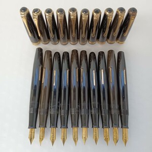 537 エボナイト製 万年筆 10本セット ペン先 SHIEFFNAS 14K-585等 レトロ ヴィンテージ 文房具 筆記具 筆記用具 筆記未確