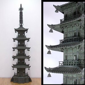 慶應◆古刹に想いを馳せる大きな五重塔！ 銅製 五重塔置物 高さ182cm！ 総重量73kg！ 仏教美術 日本庭園にも