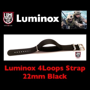 新品★ LUMINOX ルミノックス ★ 4Loops Strap 22mm Black★純正ベルト 検：CWC ハミルトン オメガ NATO 軍用 ストラップ