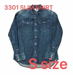 G-STAR RAW ジースターロゥ 3301 スリム シャツ ミディアム インディゴ ブルー S size