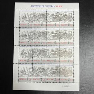 中国マカオ切手　SC1008 1999年発行　マカオ文化コレクション(16枚)組合せシート　未使用　ポルトガル領最終年