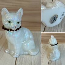 ☆FENTON フェントン　カレンダーキャット☆猫　置物☆ハンドペイント　サインあり☆USA製☆赤い宝石　首輪☆_画像1