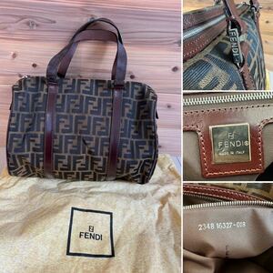 ☆FENDI フェンディ☆ズッカ柄 ハンドバッグ ボストンバッグ ミニバッグ ブラウン 革 ブランド ジップ☆