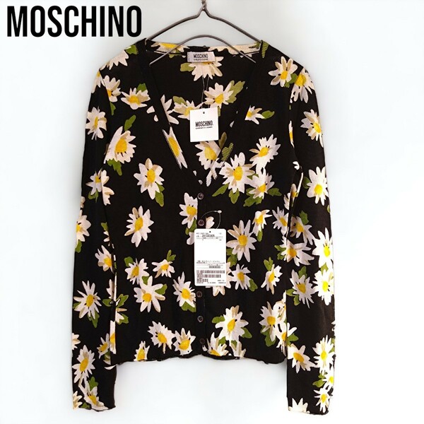 新品 MOSCHINO 83000円 薄手 ウール カーディガン モスキーノ 黒 CHEAPANDCHIC デイジー柄 タグ付き BLACK チープアンドシック Brandnew