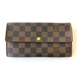 神103-222★ ルイヴィトン LOUIS VUITTON ダミエ ポルトフォイユ サラ N61734 長財布 エベヌ レディース メンズ ウォレット